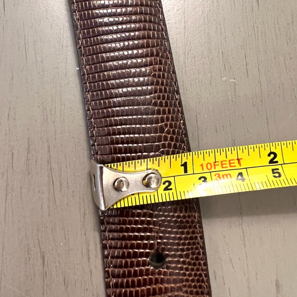 Brighton Belt Brown Embossed Leather Size Medium 30 Silver Gold Hardware 40358 - Picture 8 of 9
